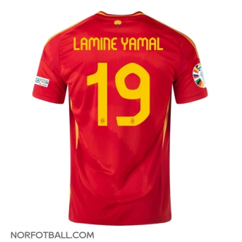Billige Fotballdrakt Spania Lamine Yamal #19 Replika Hjemmedrakt EM 2024 Kortermet